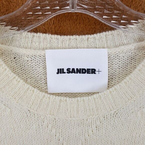 JIL SANDER Sweater Mens Size 48 Ivory Pullover Crew Side Slit Wool Mohair $1350 - Picture 2 of 10